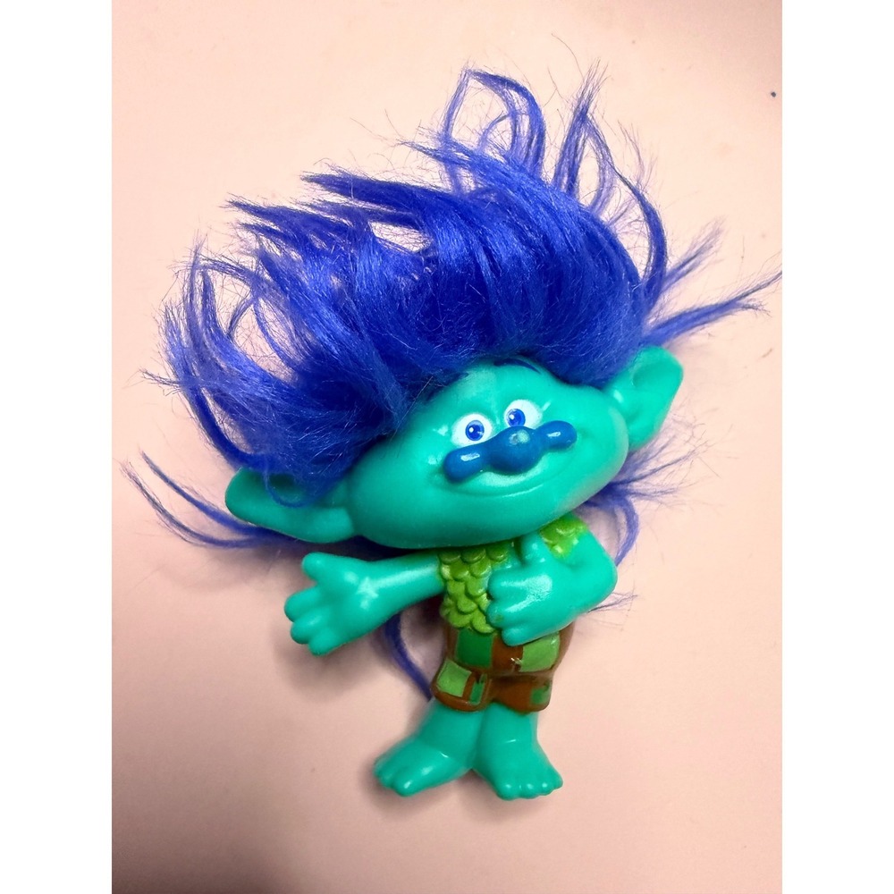 DreamWorks‎ Trolls Branch Action Figure Teal Blue Hair 3 Inch Mini Toy PVC